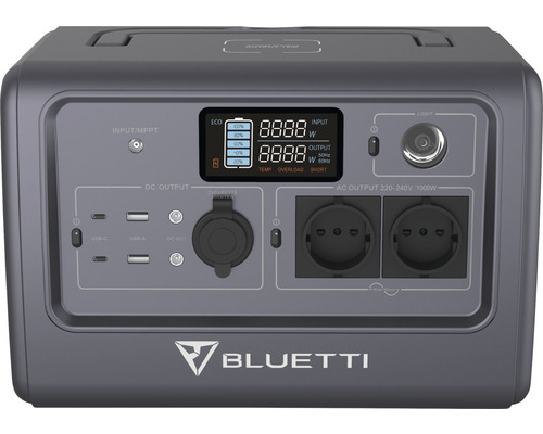 Stație de alimentare Bluetti cu diverse conexiuni și afișaj