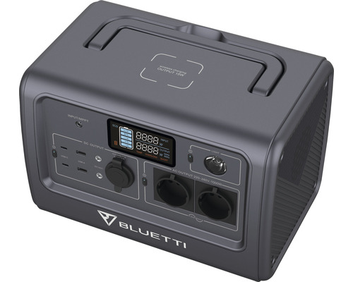 Stație de alimentare portabilă Bluetti cu diverse conexiuni și afișaj
