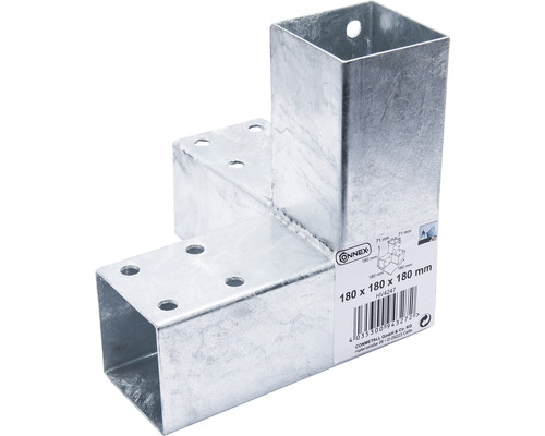 Conector stâlp zincat, 180 x 180 x 180 milimetri, pentru conectarea stâlpilor de lemn