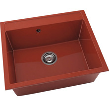 Chiuvetă bucătărie marmură compozită cu o cuvă FAT Avangard 227 60x51 cm, fără picurător, Ruby Red
