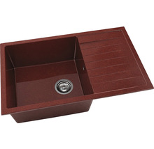 Chiuvetă bucătărie granixit cu o cuvă FAT Avangard 228 80x49 cm, cu picurător, reversibilă, Firebrick