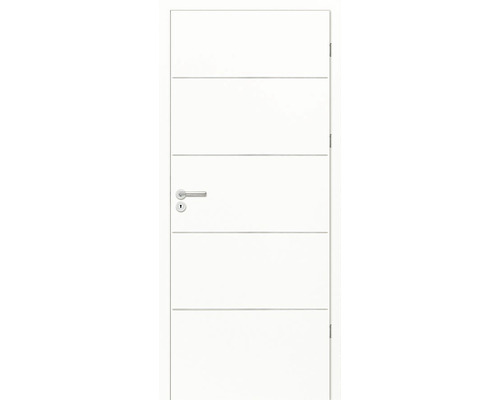 Foaie de ușă Classen Discovery 4 alb CPL MDF 203,5x64,4 cm dreapta Ușă interioară albă cu linii decorative orizontale și mâner