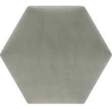 Panou decorativ tapițat Riviera hexagonal gri 29x34 cm, aspect de catifea