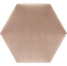 Panou decorativ tapițat Riviera hexagonal roz 29x34 cm, aspect de catifea