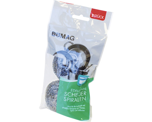 BUMAG Bureți abrazivi spiralați din oțel inoxidabil la set de două bucăți