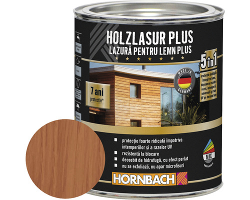 Lazură pentru lemn Hornbach Plus mahon 750 ml Cutie lazură pentru lemn Plus cu protecție împotriva intemperiilor și radiațiilor UV