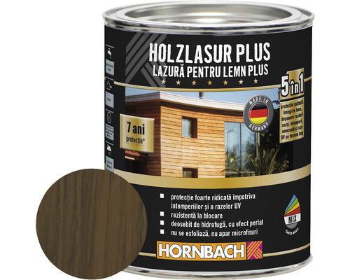 Lazură pentru lemn Hornbach Plus nuc 750 ml Lazură pentru lemn Hornbach Plus nuc 750 ml