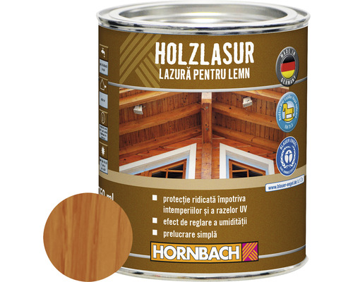Lazură pentru lemn Hornbach mahon 750 ml Lazură pentru lemn pentru interior și exterior în cutie metalică