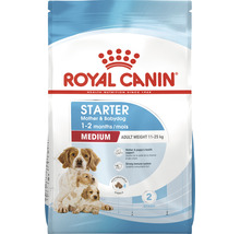 Hrană uscată pentru câini Royal Canin Starter pentru mame și pui cu vârsta cuprinsă între una și două luni, cu o greutate la maturitate de unsprezece până la 25 de kilograme.