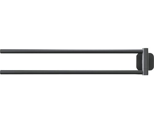 Suport prosop baie TIGER Carv, mobil, cu 2 brațe, 45,9 cm, negru mat