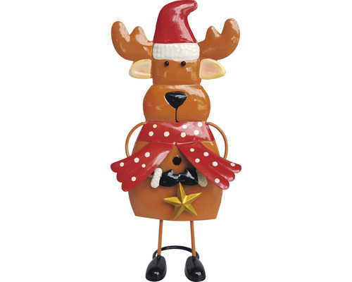 Figurină decorativă de elan cu căciulă și fular pentru Crăciun