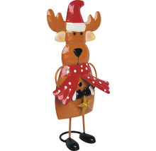 Figurină decorativă de elan cu căciulă și fular pentru perioada Crăciunului