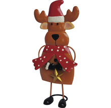 Figurină decorativă elan cu căciulă și eșarfă