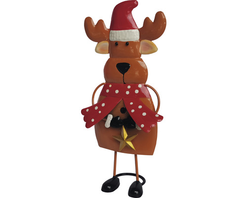 Figurină decorativă elan cu căciulă și eșarfă