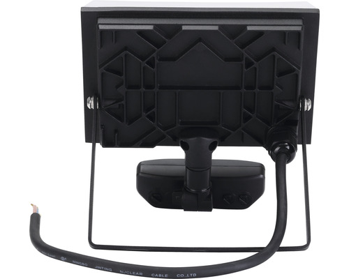 Vedere din spate a unui proiector LED cu suport și cablu