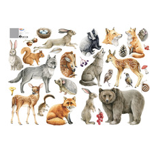 Autocolant de perete cu animale sălbatice, cum ar fi vulpe, iepure, urs, cerb și veveriță