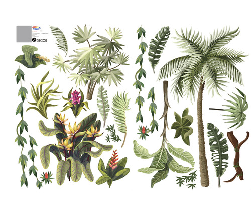 Stickere perete Tropical plants 100x70 cm, 2 coli Stickere perete Tropical plants 100x70 cm, 2 coli