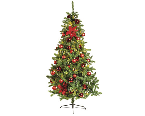 Brad împodobit cu globuri şi decoraţiuni de Crăciun