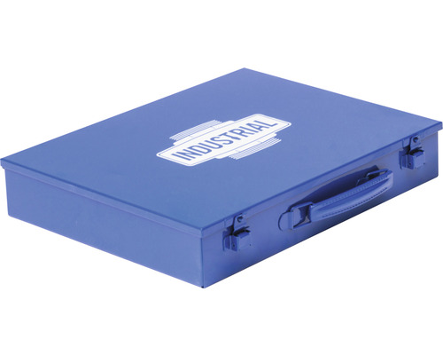 Cutie de scule albastră cu mâner și inscripția Industrial