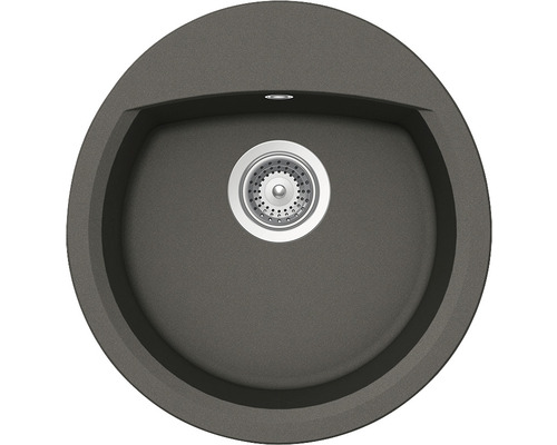 Chiuvetă bucătărie cristalite 1 cuvă Schock Manhattan R-150 49x47 cm fără picurător Asphalt Chiuvetă de bucătărie rotundă din piatră cu scurgere