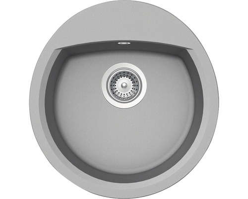 Chiuvetă bucătărie cristalite 1 cuvă Schock Manhattan R-150 49x47 cm fără picurător Croma Chiuvetă rotundă de bucătărie din piatră cu coș de sită