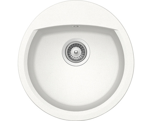 Chiuvetă bucătărie cristalite 1 cuvă Schock Manhattan R-150 49x47 cm fără picurător Alpina Chiuvetă rotundă de bucătărie din piatră cu armătură de scurgere