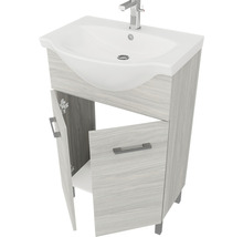 Set mobilier baie Woody 55 cm, incl. bază lavoar, lavoar și oglindă, stejar gri-thumb-2 Set mobilier baie Woody 55 cm, incl. bază lavoar, lavoar și oglindă, stejar gri-thumb-2