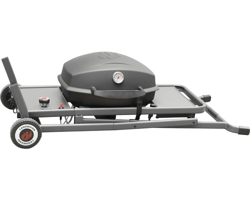 Grătar pe gaz cu termometru în capac și cărucior de transport