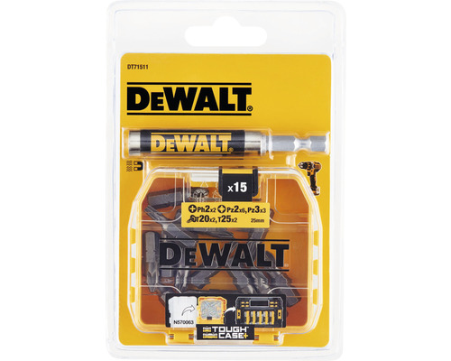 Set de biți DeWalt cu 15 piese în cutie rezistentă