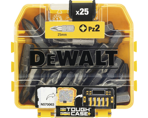 Set de biți DeWalt PZ2 cu 25 de bucăți în cutie de depozitare