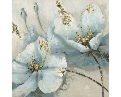 Pictură cu motiv floral și accente aurii