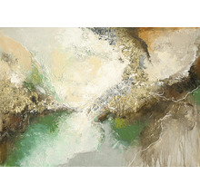 Pictură abstractă cu diverse texturi și nuanțe de culoare