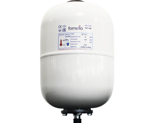 Vas expansiune sanitar Fornello 12 l, vertical, 10 bar, membrană EPDM, alb Vas de expansiune Fornello
