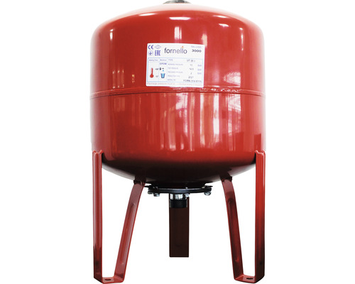 Vas expansiune pentru sistem încălzire Fornello 35 l, vertical, cu picioare, 10 bar, membrană EPDM, roșu