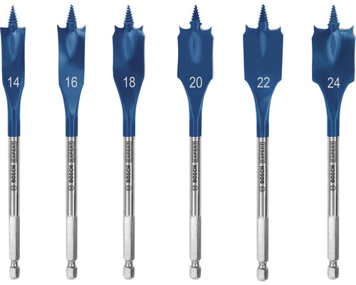 Șase burghie albastre Bosch EXPERT de diferite dimensiuni