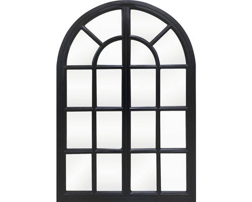Oglindă de perete cu ramă de lemn, model fereastră, negru 60x90 cm-0