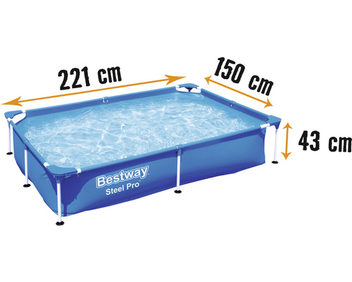 Set piscină cu cadru metalic Bestway Family 211x150x43 cm capacitate 1200 l