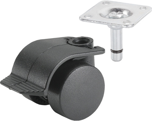 Rotiță pentru mobilă cu blocare și placă de montare