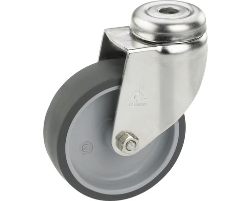Roată pivotantă metalică & plastic Tarrox Ø50mm, max. 40kg, fără placă fixare, Rotiță pivotantă cu roată gri și carcasă metalică