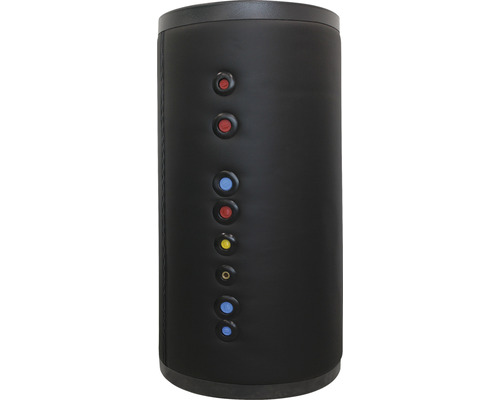 Boiler de apă caldă negru cu racorduri multiple