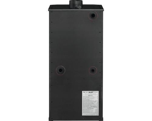 Vedere din spate a unui cuptor cu racord pentru coșul de fum.