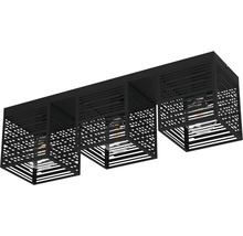 Plafonieră cu trei lumini și design cu cușcă metalică