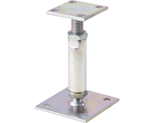 Suport zincat reglabil tip „I” Alberts 150->190x100x70 mm pentru stâlpi lemn Picior stâlp reglabil din metal cu placă de bază pătrată