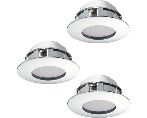 Spot LED încastrat Pineda 4,9W 360 lumeni IP44, 3000K, Ø78 mm, crom, pachet 3 bucăți