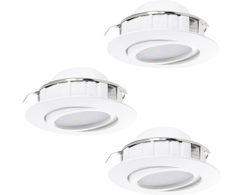 Spot LED încastrat Pineda 5,5W 360 lumeni, 3000K variabil, Ø84 mm, alb, pachet 3 bucăți