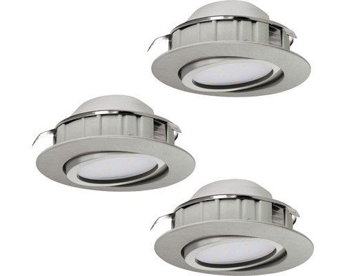 Spot LED încastrat Pineda 5,5W 360 lumeni, 3000K variabil, Ø84 mm, nichel, pachet 3 bucăți