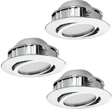 Trei spoturi încastrate cu LED rotunde din metal