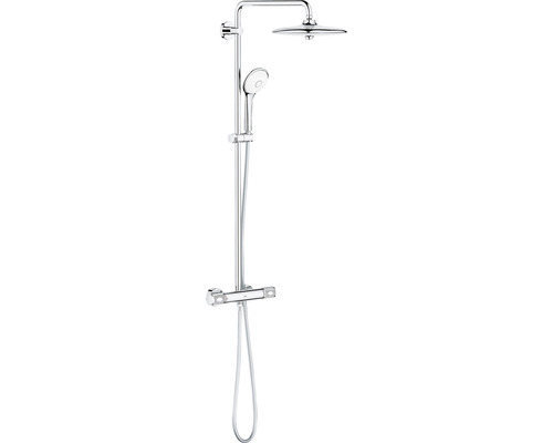 Sistem de duș cu termostat Grohe Euphoria 260, duș fix 3 funcții, pară duș 3 funcții, furtun duș 175 cm, crom