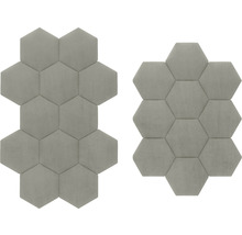 Panou decorativ tapițat Riviera hexagonal gri 29x34 cm, aspect de catifea