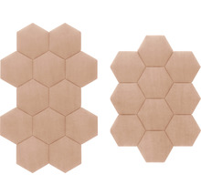 Panou decorativ tapițat Riviera hexagonal roz 29x34 cm, aspect de catifea